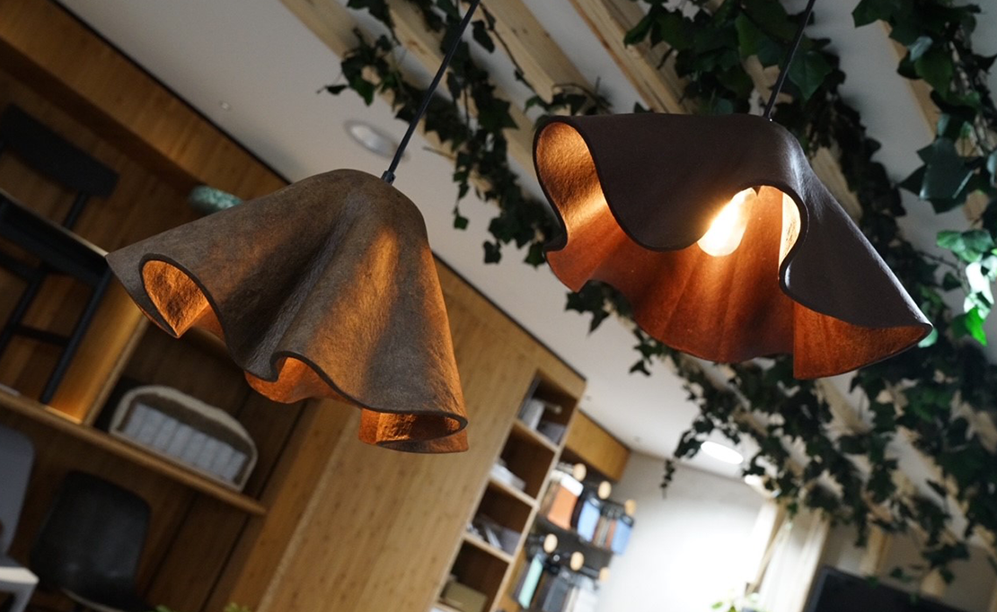 clerkenwell design week 2023 obscure lampshade umbrella furniture showroom sustainability corner